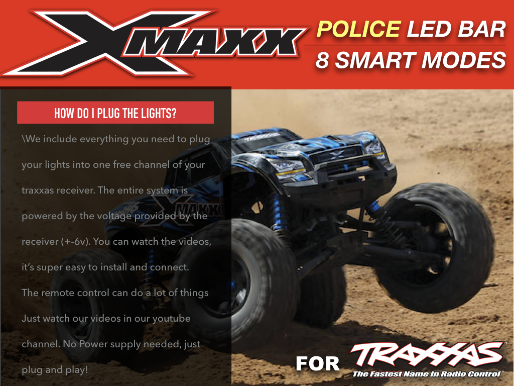 Police LED Lights Kit For X Maxx 6s 8s Traxxas by Polo Creations
