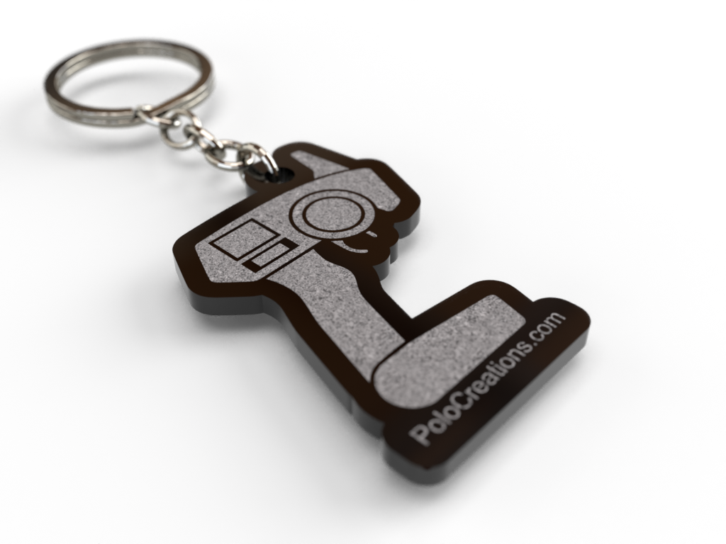 Acrylic Black Mirror Keychain for RC Car Toy Enthusiasts with Chain and Ring Premium Accessory
