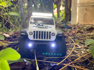 Roof Rack + Front Light Bar + Rear Stop Lights + Power Distribution Board Board for Axial SCX24 Jeep Rubicon
