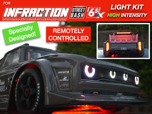 Full Light Kit for Arrma Infraction Bluetooth Controlled Custom Color Underglow Lights