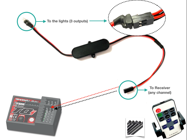 Remote Control System for LED lights and Light Bars for Arrma Traxxas Redcat Associated Kyosho Losi Axial... Part 4925