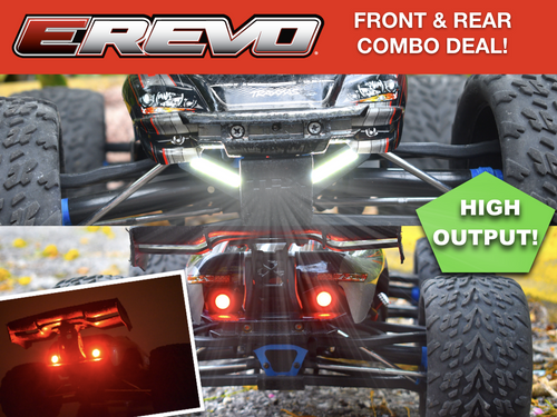 LED HIGH OUTPUT Lights Front & Rear Traxxas E-REVO 2.0 VXL & V1 COMBO 1/10 1/8