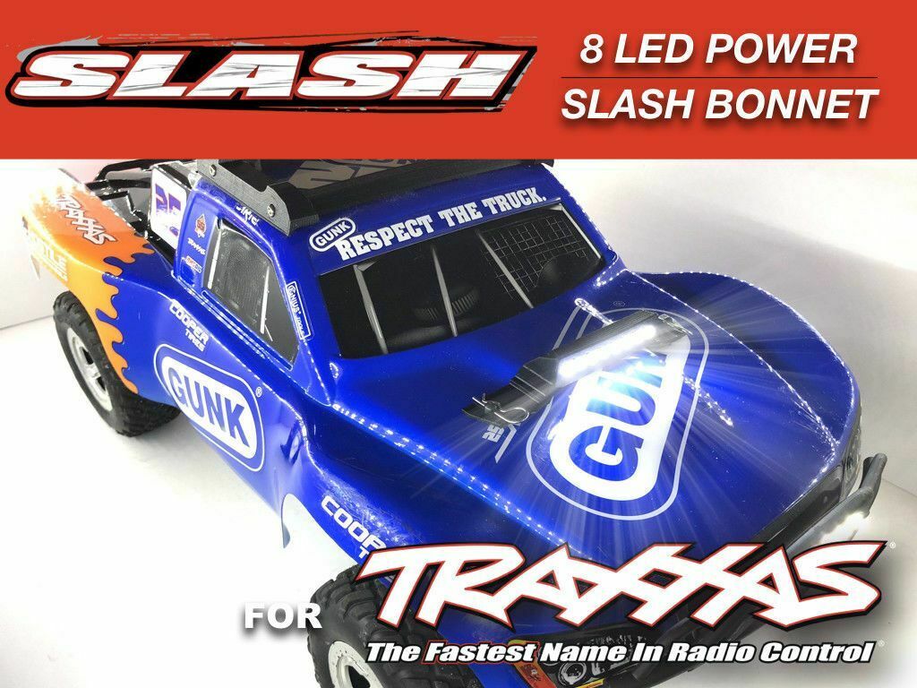 8 LED lights Front Hood Bonnet Traxxas Slash 4x4 2WD waterproof Crash Resistant